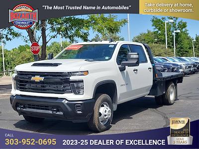 New 2025 Chevrolet Silverado 3500 Work Truck Crew Cab 4WD 9' 4" CM Truck Beds Steel Flatbed Truck with Gooseneck Hitch for sale #25T266 - photo 1