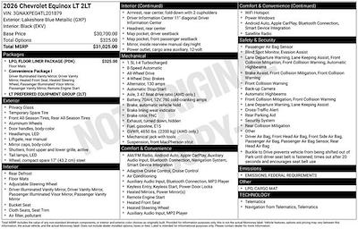 New 2026 Chevrolet Equinox LT AWD SUV for sale #260751 - photo 2