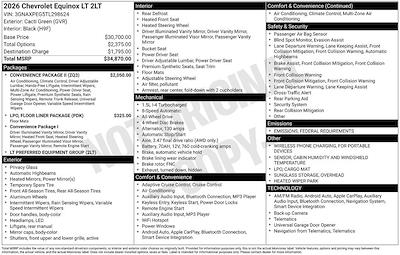 New 2026 Chevrolet Equinox LT AWD SUV for sale #260974 - photo 2