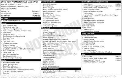 2019 Ram ProMaster 2500 High Roof FWD Empty Cargo Van for sale #1A1056 - photo 2