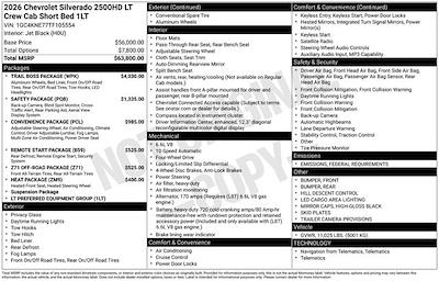 New 2026 Chevrolet Silverado 2500 LT Crew Cab 4x4 Pickup for sale #3C4183 - photo 2