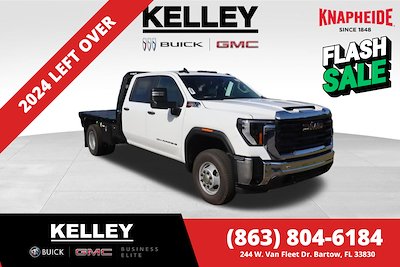 New 2024 GMC Sierra 3500 Pro Crew Cab 4x4 8' 9" Knapheide Steel Flatbed Truck with Gooseneck Hitch for sale #F25673 - photo 1