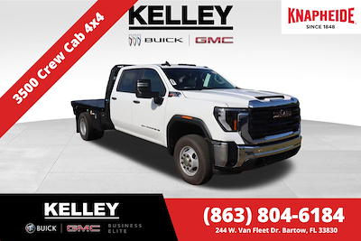New 2024 GMC Sierra 3500 Pro Crew Cab 4x4 8' 9" Knapheide Steel Flatbed Truck with Gooseneck Hitch for sale #F25722 - photo 1