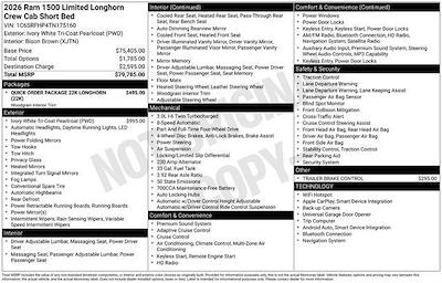 New 2026 Ram 1500 Longhorn Crew Cab 4x4 Pickup for sale #TN175160 - photo 2