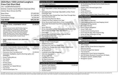 New 2026 Ram 1500 Longhorn Crew Cab 4x4 Pickup for sale #TN205972 - photo 2