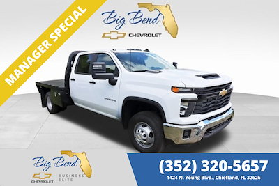 New 2025 Chevrolet Silverado 3500 Work Truck Crew Cab 4x4 9' 6" Knapheide Steel Flatbed Truck with Gooseneck Hitch for sale #F10498 - photo 1
