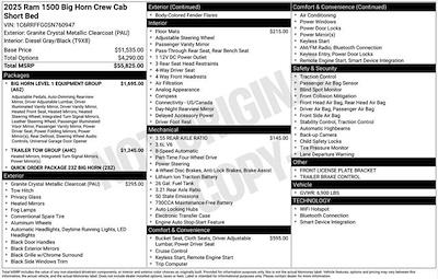 New 2025 Ram 1500 Big Horn Crew Cab 4x4 Pickup for sale #A5T760947 - photo 2