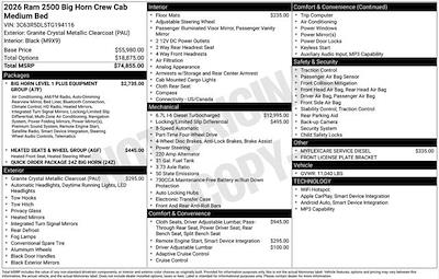 New 2026 Ram 2500 Big Horn Crew Cab 4x4 Pickup for sale #A6T194116 - photo 2