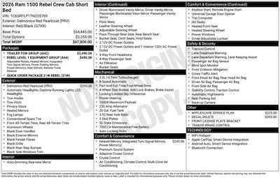 New 2026 Ram 1500 Rebel Crew Cab 4x4 Pickup for sale #A6T205769 - photo 2