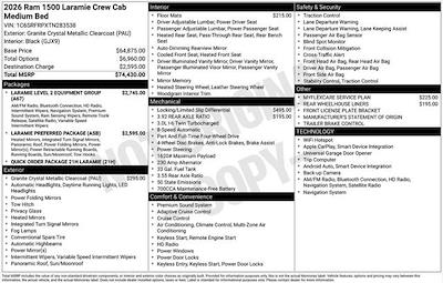 New 2026 Ram 1500 Laramie Crew Cab for sale #A6T283538 - photo 1