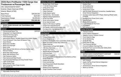 New 2026 Ram ProMaster 1500 Standard Roof Empty Cargo Van for sale #F6T155971X - photo 2