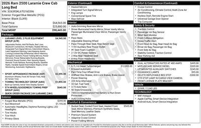 New 2026 Ram 2500 Laramie Crew Cab 4x4 Pickup for sale #F6T160396 - photo 2