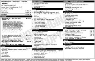 New 2026 Ram 2500 Laramie Crew Cab 4x4 Pickup for sale #F6T160397 - photo 2