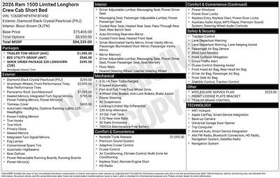 New 2026 Ram 1500 Longhorn Crew Cab 4x4 Pickup for sale #F6T181450 - photo 2