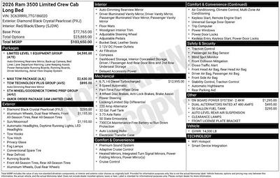 New 2026 Ram 3500 Limited Crew Cab 4x4 DRW Pickup for sale #F6T186020 - photo 2