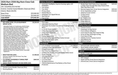 New 2026 Ram 2500 Big Horn Crew Cab 4x4 Pickup for sale #F6T193780 - photo 2