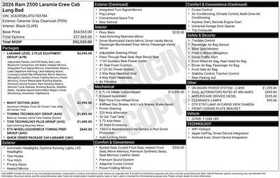 New 2026 Ram 2500 Laramie Crew Cab 4x4 Pickup for sale #F6T193784 - photo 2
