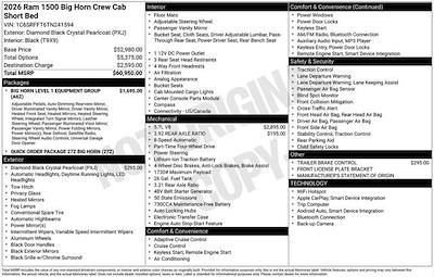 New 2026 Ram 1500 Big Horn Crew Cab for sale #FL241594 - photo 2