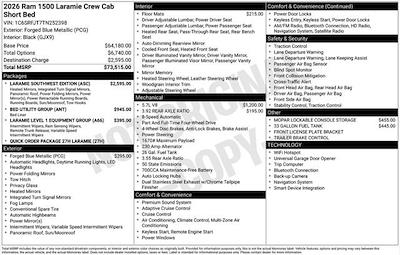 New 2026 Ram 1500 Laramie Crew Cab 4x4 Pickup for sale #F6T252398 - photo 2