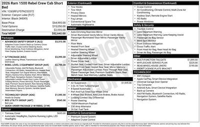 New 2026 Ram 1500 Rebel Crew Cab for sale #F6T253372 - photo 2
