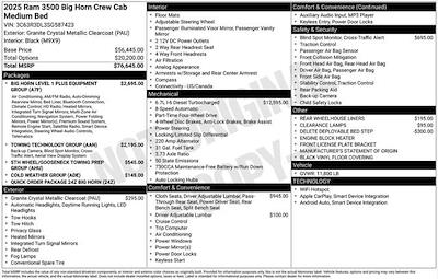 New 2025 Ram 3500 Big Horn Crew Cab 4x4 Pickup for sale #O5T587423 - photo 2