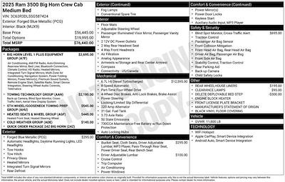 New 2025 Ram 3500 Big Horn Crew Cab 4x4 Pickup for sale #O5T587424 - photo 2