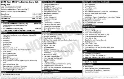 New 2025 Ram 2500 Tradesman Crew Cab 4x4 Pickup for sale #O5T590761 - photo 2