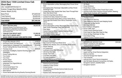 New 2026 Ram 1500 Limited Crew Cab 4WD Pickup for sale #O6T153171 - photo 2