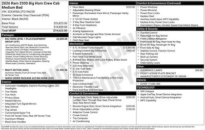 New 2026 Ram 2500 Big Horn Crew Cab 4x4 Pickup for sale #O6T156228 - photo 2