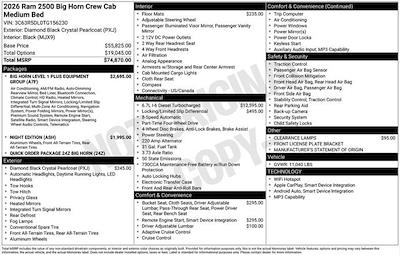 New 2026 Ram 2500 Big Horn Crew Cab 4x4 Pickup for sale #O6T156230 - photo 2