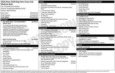 New 2026 Ram 2500 Big Horn Crew Cab 4WD Pickup for sale #O6T156232 - photo 2