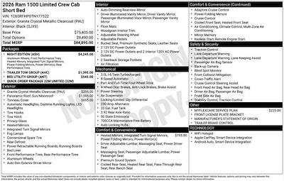 New 2026 Ram 1500 Limited Crew Cab 4WD Pickup for sale #O6T177522 - photo 2