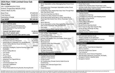 New 2026 Ram 1500 Limited Crew Cab 4WD Pickup for sale #O6T177525 - photo 2