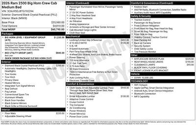 New 2026 Ram 2500 Big Horn Crew Cab 4WD Pickup for sale #O6T192394 - photo 2
