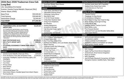 New 2026 Ram 3500 Tradesman Crew Cab 4WD DRW Pickup for sale #O6T194334 - photo 2