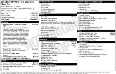 New 2026 Ram 1500 Big Horn Crew Cab 4x4 Pickup for sale #O6T225515 - photo 2