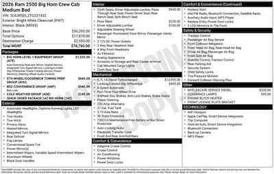 New 2026 Ram 2500 Big Horn Crew Cab 4WD Pickup for sale #O6T231932 - photo 2