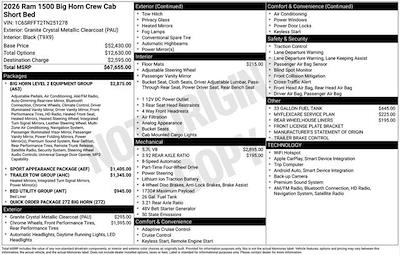 New 2026 Ram 1500 Lone Star Crew Cab 4WD Pickup for sale #O6T251278 - photo 2