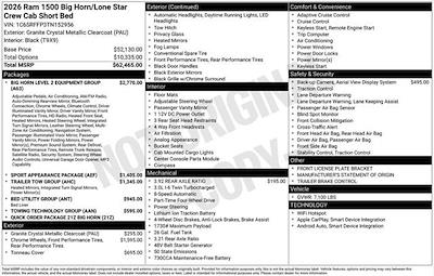 New 2026 Ram 1500 Big Horn Crew Cab 4x4 Pickup for sale #Y6T152956 - photo 2