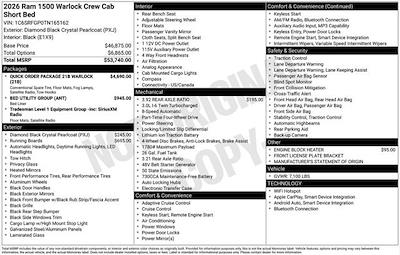 New 2026 Ram 1500 Warlock Crew Cab 4x4 Pickup for sale #Y6T165162 - photo 2