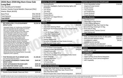 New 2026 Ram 2500 Big Horn Crew Cab 4x4 Pickup for sale #Y6T183500 - photo 2