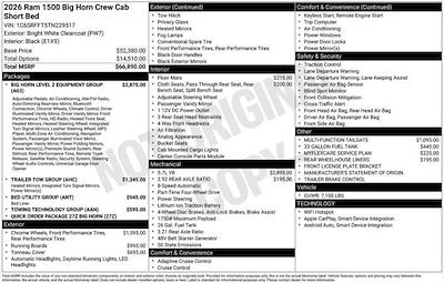 New 2026 Ram 1500 Big Horn Crew Cab 4x4 Pickup for sale #Y6T229517 - photo 2