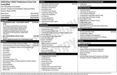 New 2026 Ram 3500 Tradesman Crew Cab 4x4 DRW Pickup for sale #Y6T233469 - photo 2