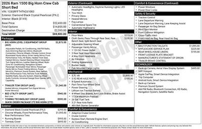 New 2026 Ram 1500 Big Horn Crew Cab 4x4 Pickup for sale #Y6T261083 - photo 2