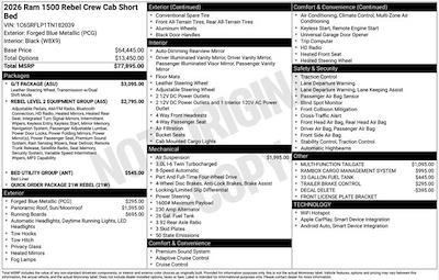 New 2026 Ram 1500 Rebel Crew Cab 4x4 Pickup for sale #J5005 - photo 1