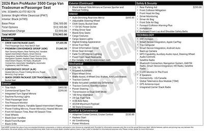 New 2026 Ram ProMaster 3500 High Roof Empty Cargo Van for sale #26399 - photo 2