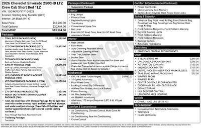 2026 Chevrolet Silverado 2500 Crew Cab 4WD Pickup for sale #26T134 - photo 1