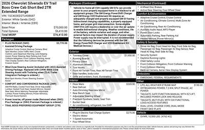 2026 Chevrolet Silverado EV Crew Cab 4WD Pickup for sale #26T207 - photo 1