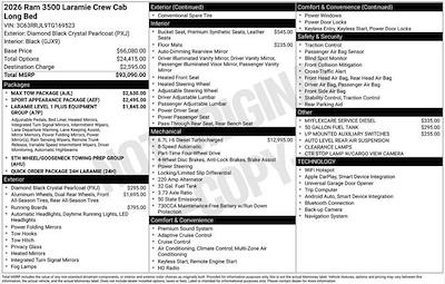 New 2026 Ram 3500 Laramie Crew Cab 4x4 DRW Pickup for sale #NR606T - photo 1