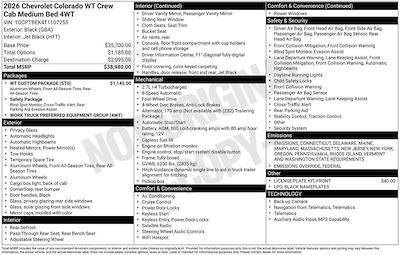 New 2026 Chevrolet Colorado Work Truck Crew Cab for sale #264125 - photo 2